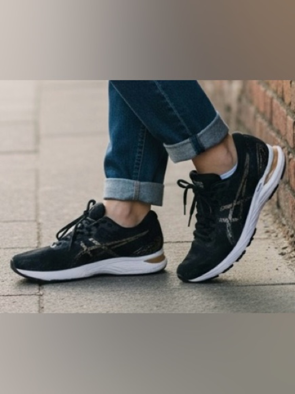 Oasis Women's Black Athletic Sneakers with Gold Accents